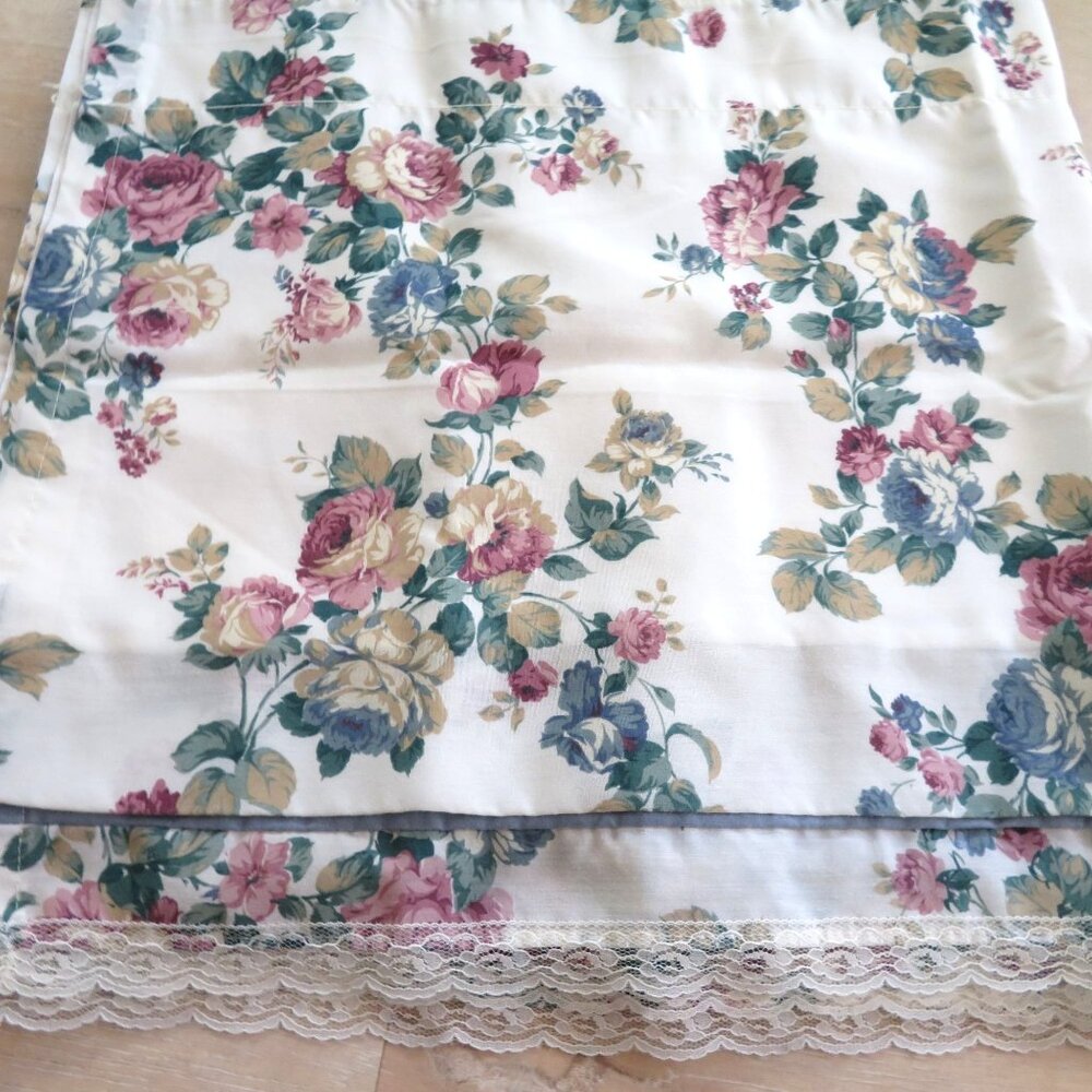 Vintage 80s JC Penny Blouson Valance Floral 22 x 46 Window Curtain Rod Pocket